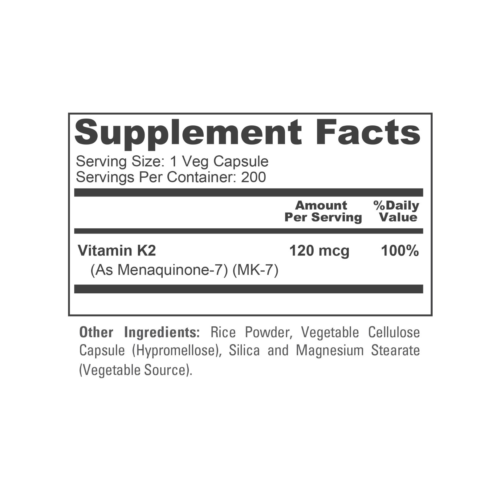 NusaPure Vitamin K2 MK7 120 mcg 200 Veggie Caps (Non-GMO, Vegan)