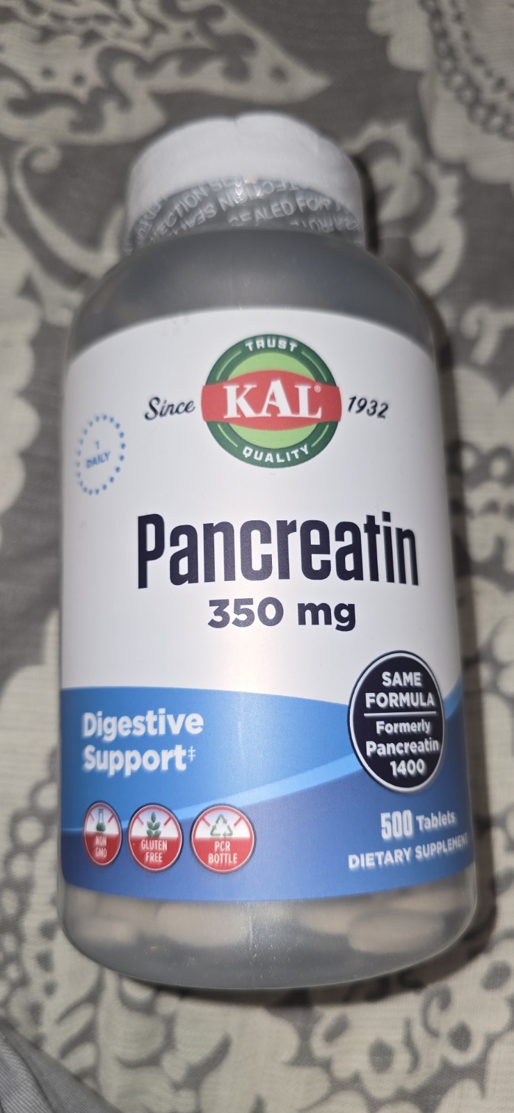 Kal Pancreatin 350mg – 500 Tablets -Digestive, Amylase, Protease Lipase Enzymes