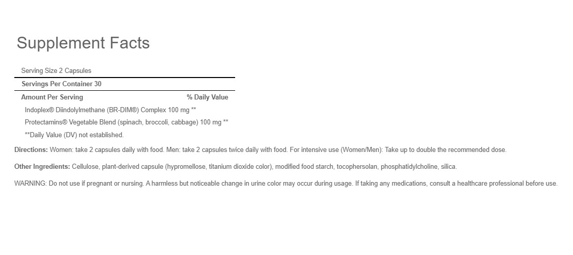 Nature’s Way DIM-Plus Diindolylemethane Estrogen Metabolism Vegetables 60 caps
