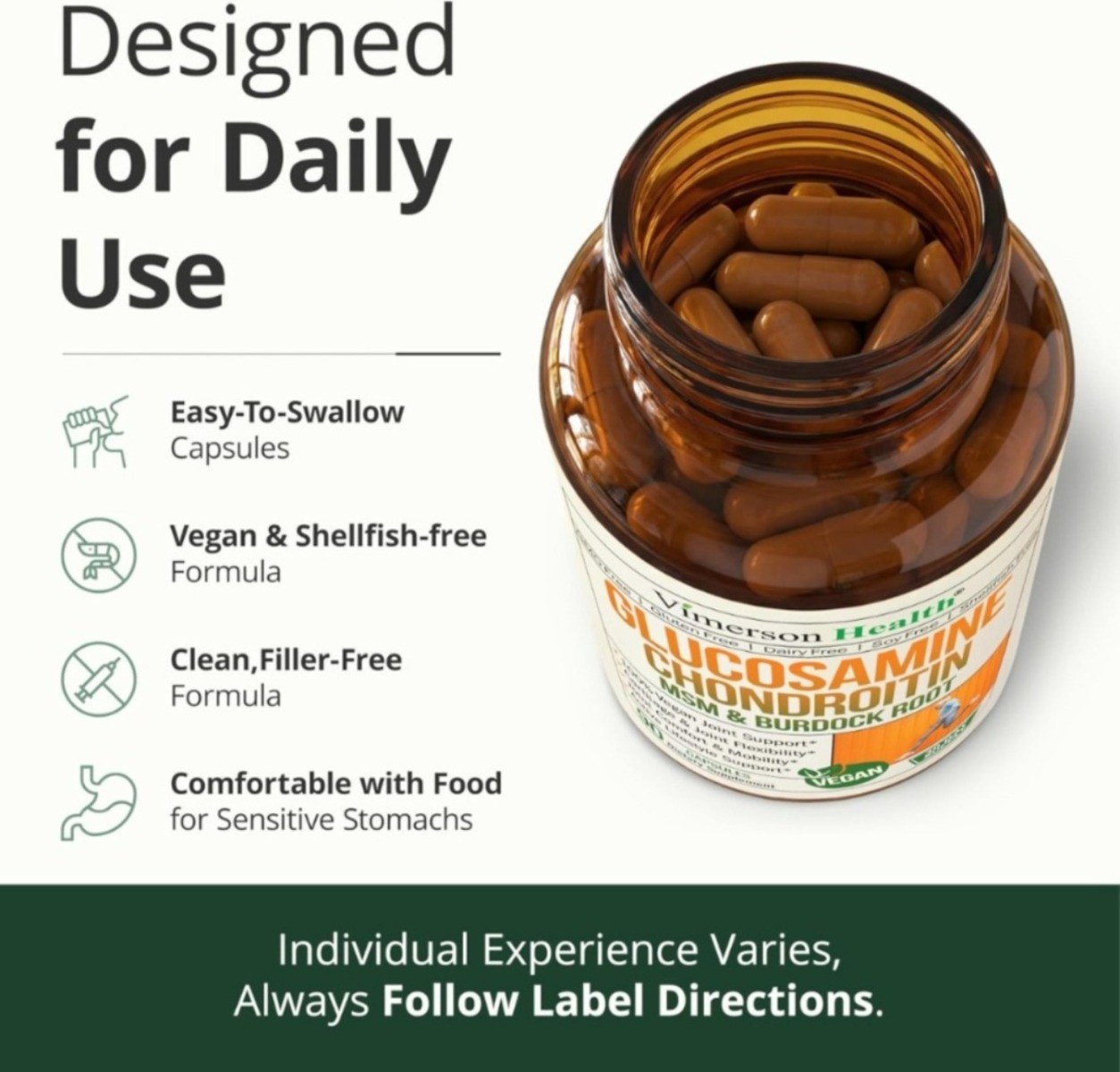 New Vimerson Health Glucosamine Chondroitin Turmeric MSM Dietary Supplement90Cap