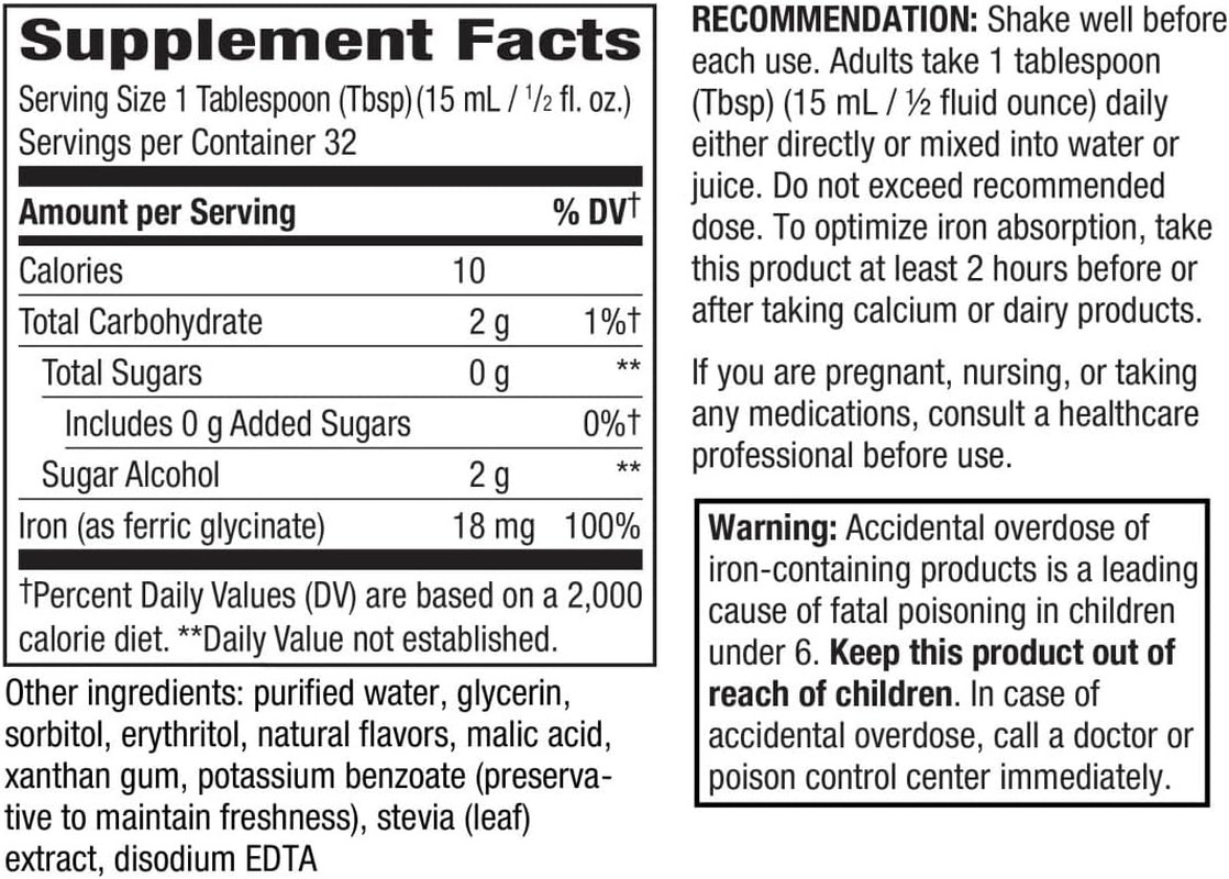Nature’S Way Liquid Iron Supplement, 18 Mg per Serving, Berry, 16 Fl Oz | Gentle