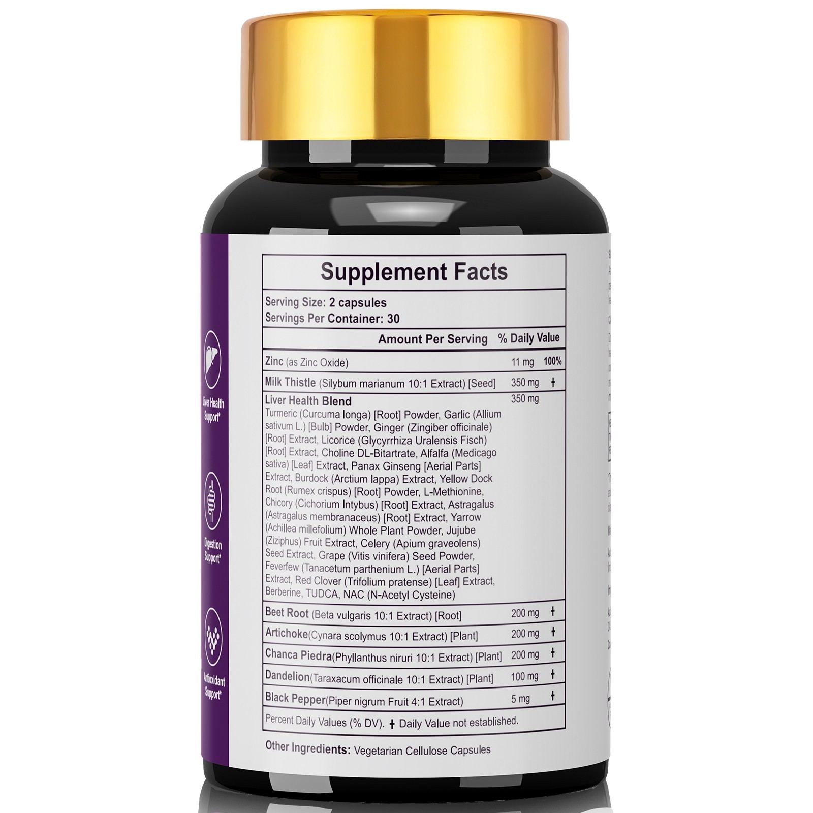 NAC Dandelion TUDCA 60ct Liver Detox Milk Thistle Beet Root Zinc Turmeric Ginger
