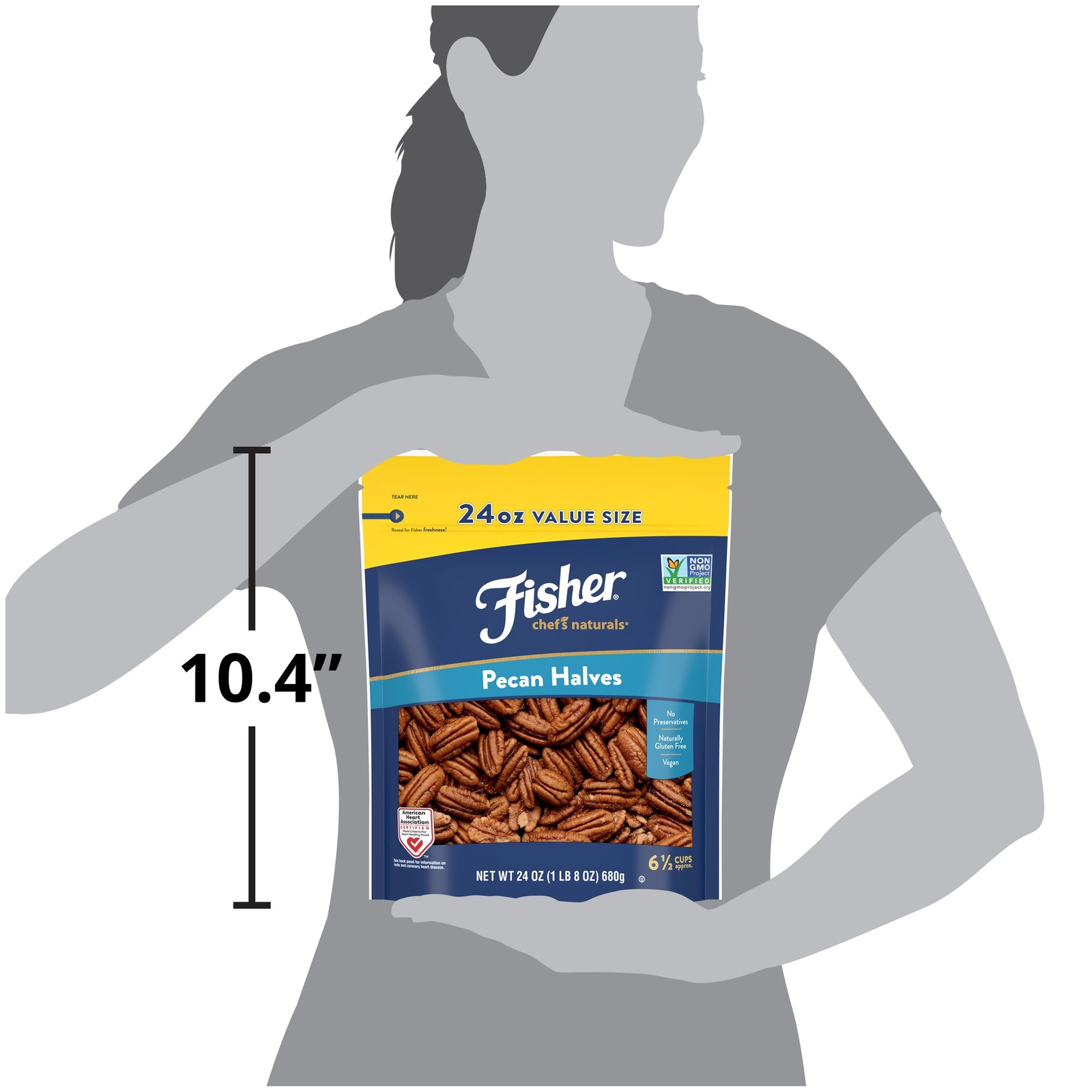 Fisher Chef’s Naturals Pecan Halves 24 oz 24 Ounces (Pack of 1), Brown