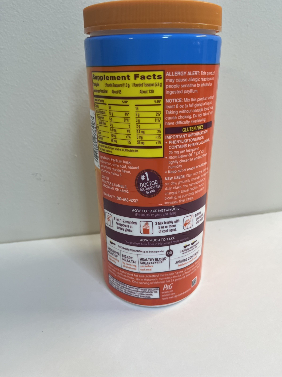 Metamucil Sugar Free Orange 4 In 1 Psyllium Fiber Supplement 26.6 OZ EXP 11/2028