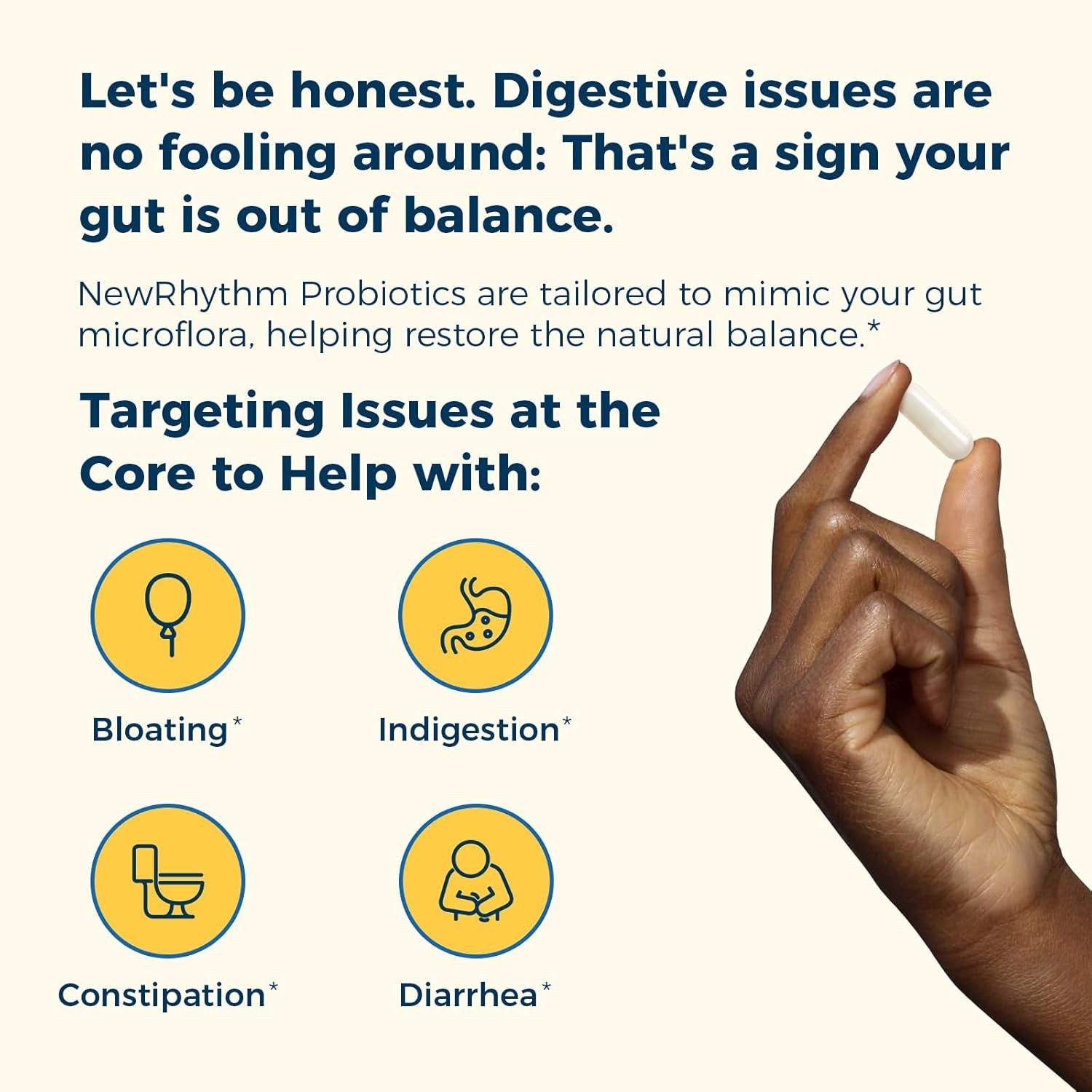 NewRhythm Probiotics 50 Billion CFU 20 Strains, 60 Veggie Capsules, Targeted