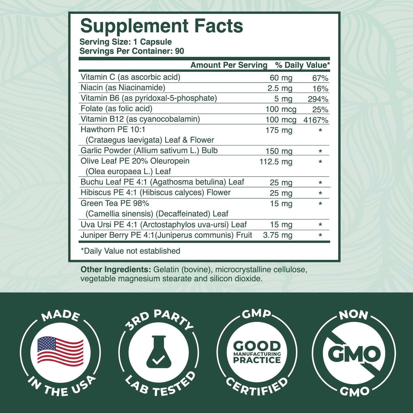 PurePremium Blood Pressure Supplements with Hawthorn 90 Count (Pack of 1)
