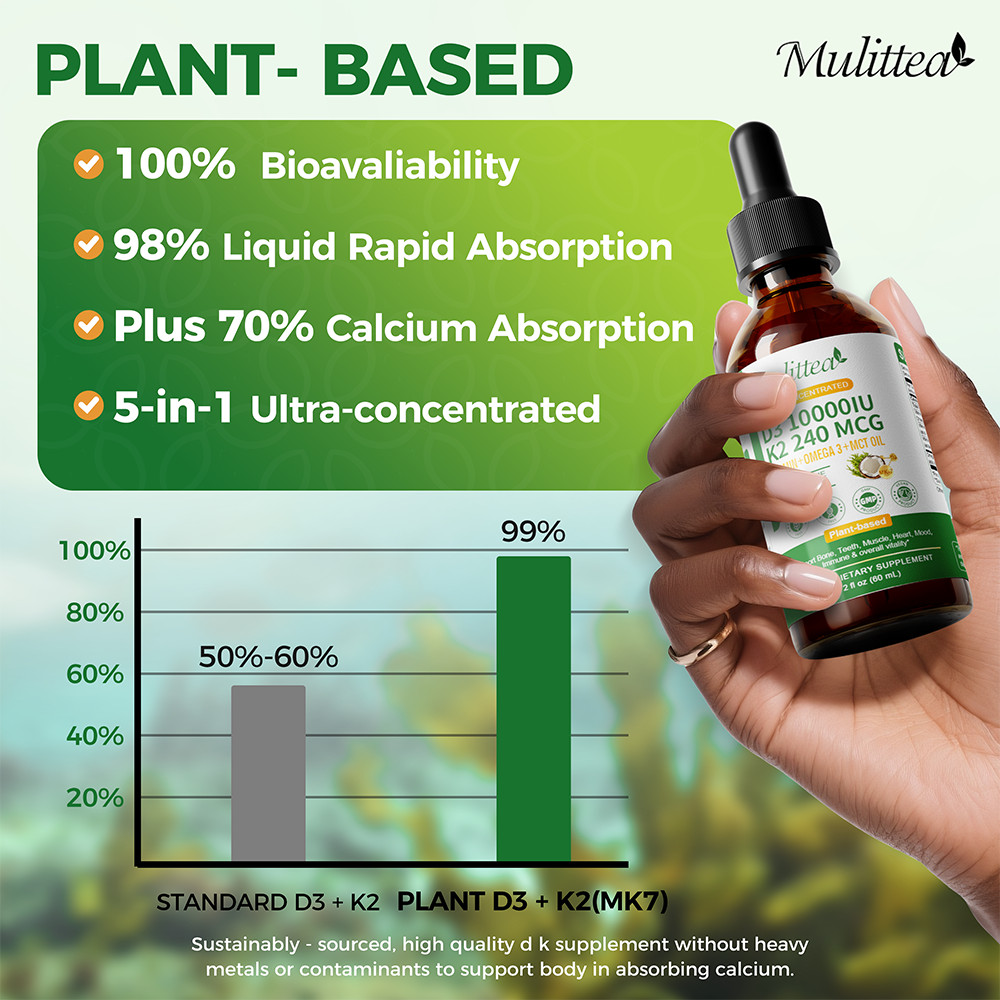Vitamin D3 K2 Drops with MCT Oil Omega 3 & Vitamin E Bone Immune Support