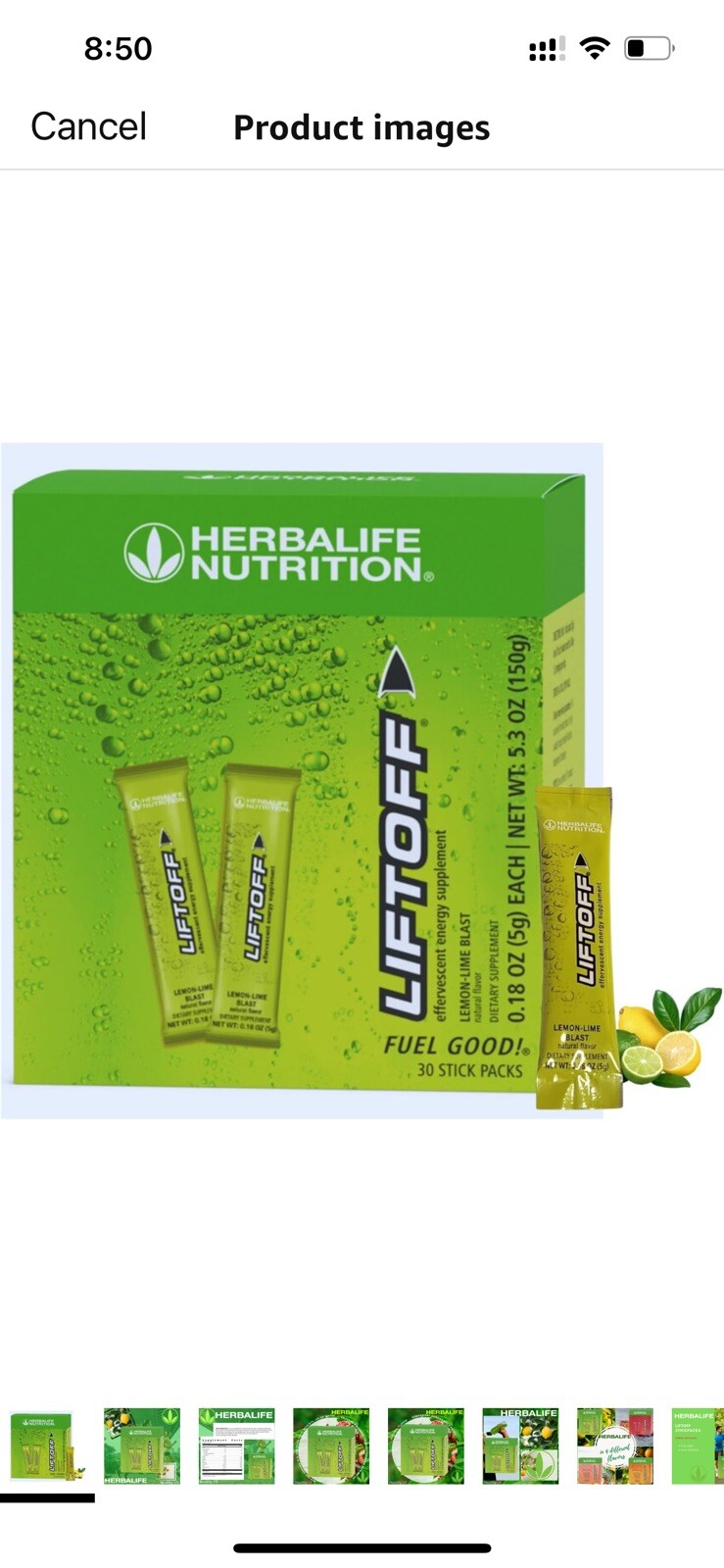 Herbalife Nutrition LIFTOFF Energy Stick Packs -Lemon-Lime Blast – 30 stick pack