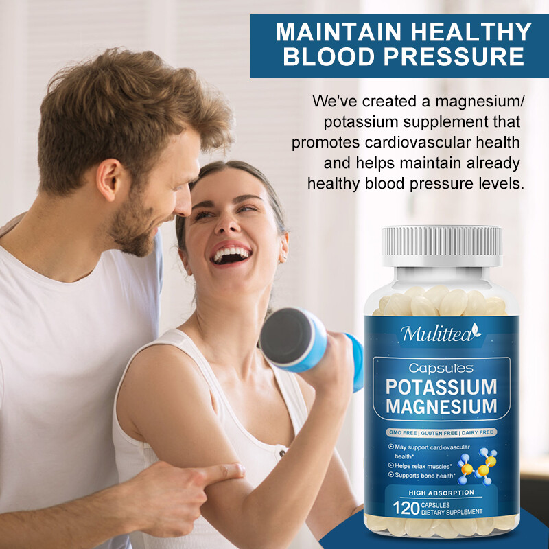 Potassium Magnesium 120Pills Helps Sleep,Immune Booster,Bone&Muscle Health