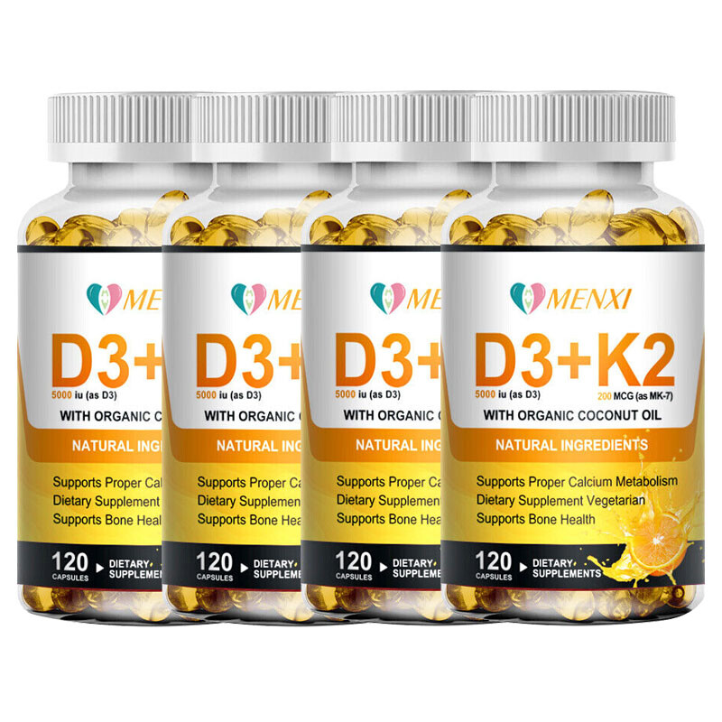 Vitamin D3 + Vitamin K2 120 Softgels – 5000IU Vit D3, 200Mcg MK7-K2 Per Serving