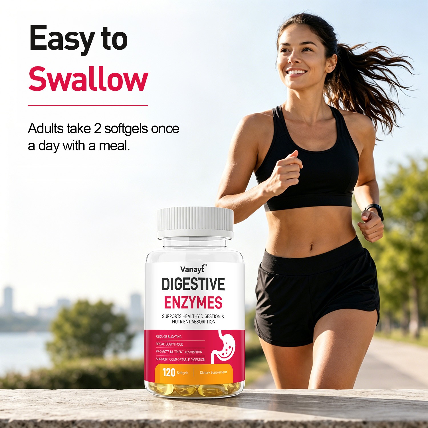 Digestive Enzymes w/ Prebiotic & Probiotics, Gas, Constipation & Bloating Relief