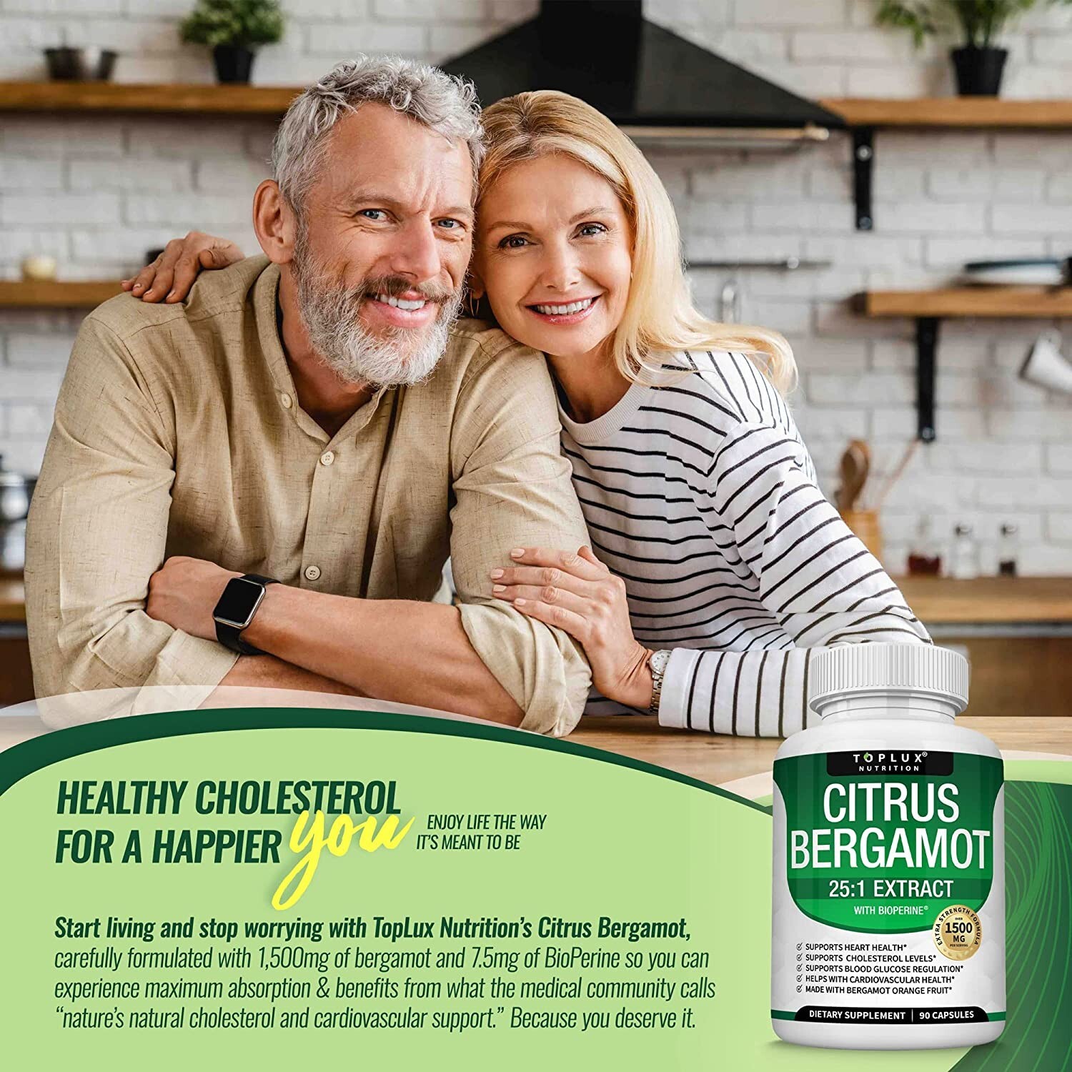 Citrus Bergamot 1500 Mg, 25:1 Extract, Organic Cholesterol Supplements Vegan Cap