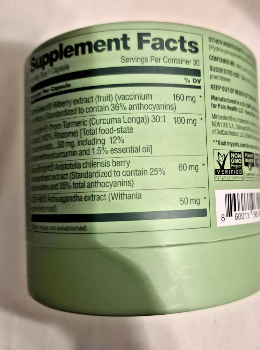 Pals Dry Eye Relief Supplements for Adults with Pure Bilberry Extract Toptear