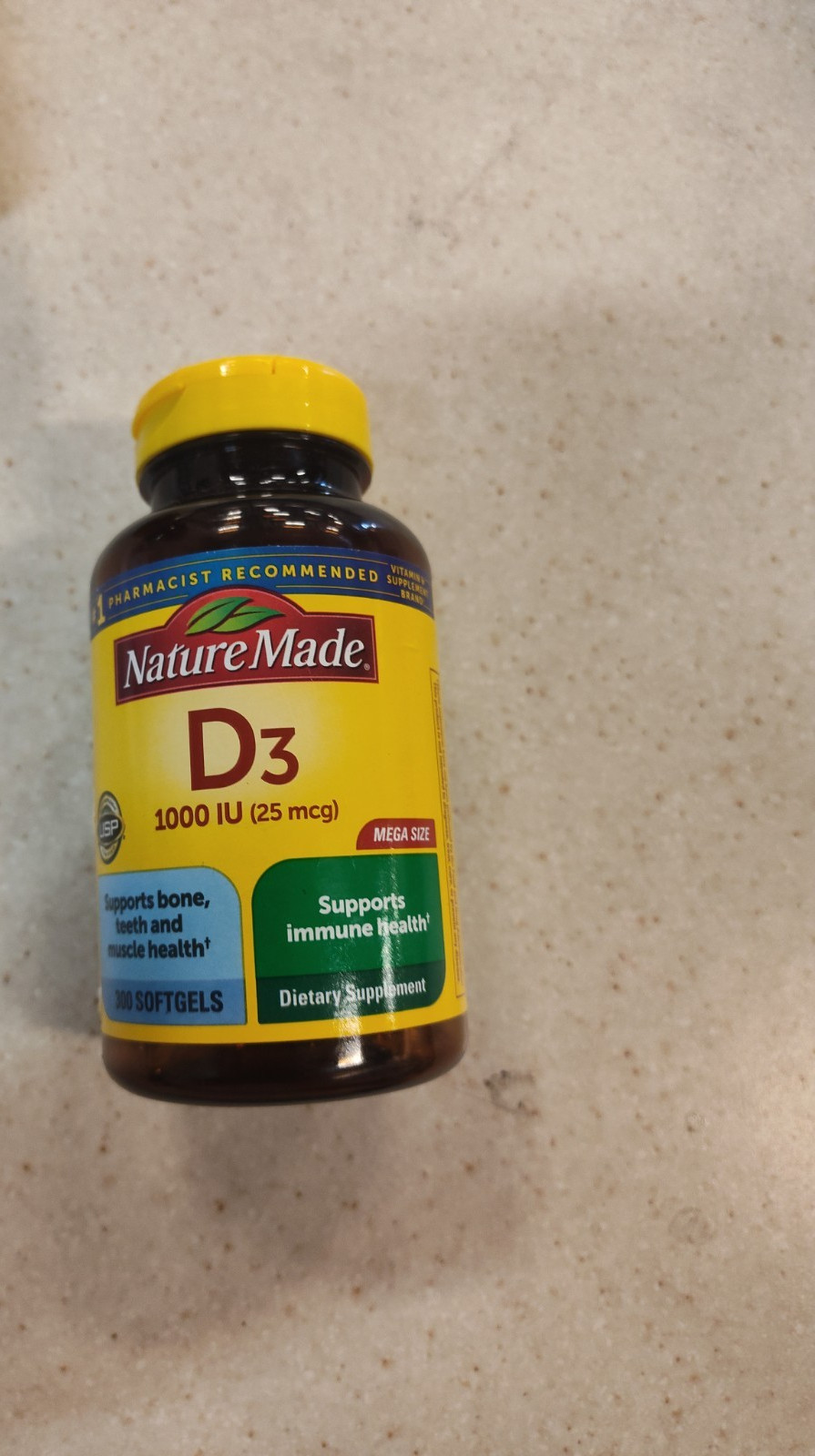 Nature Made Vitamin D3 1000 IU 25mcg Liquid Softgels – 300 Count