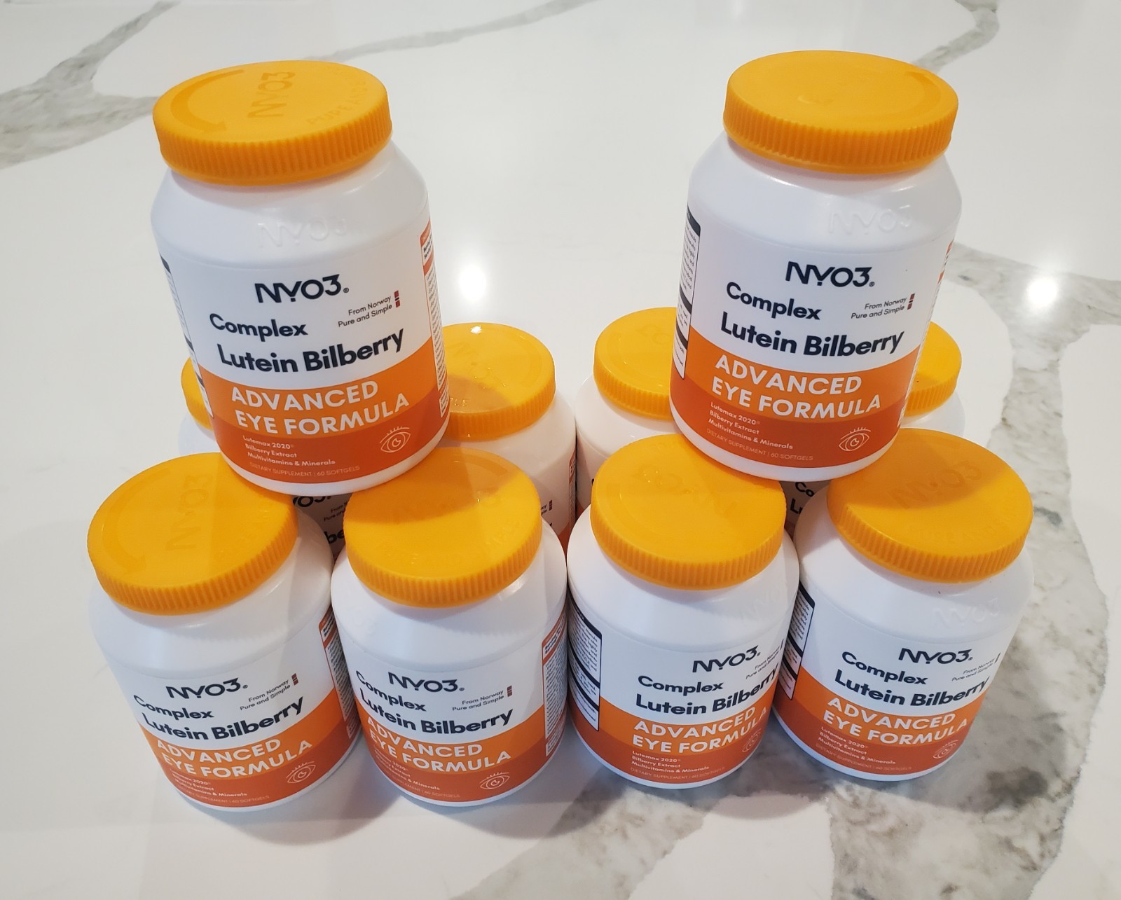LOT of 10 NYO3 Lutein 20mg and Zeaxanthin Supplements – 60 Softgels – Exp 12/27