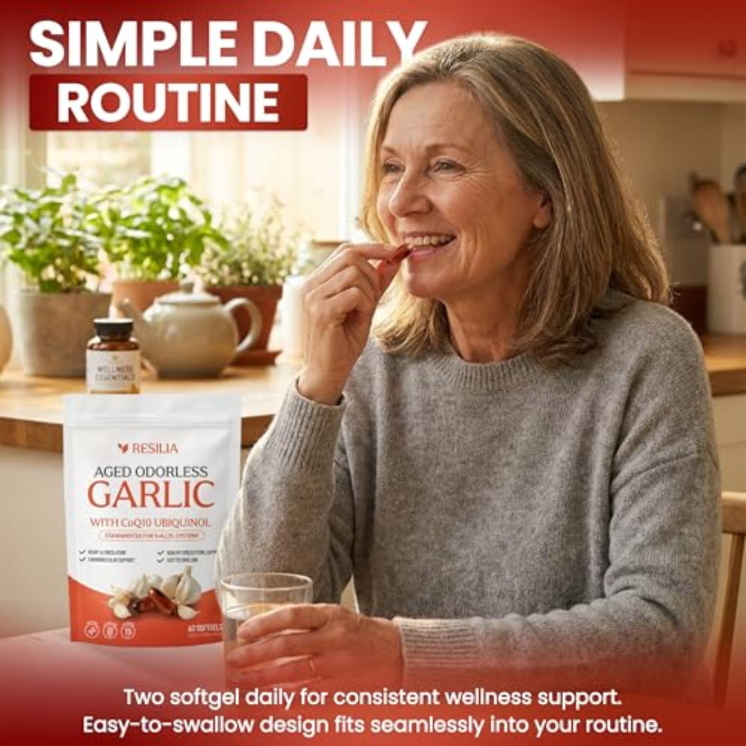 Resilia Garlic Extract 600mg Softgels (60 Count) – Odorless Aged Garlic Extra…