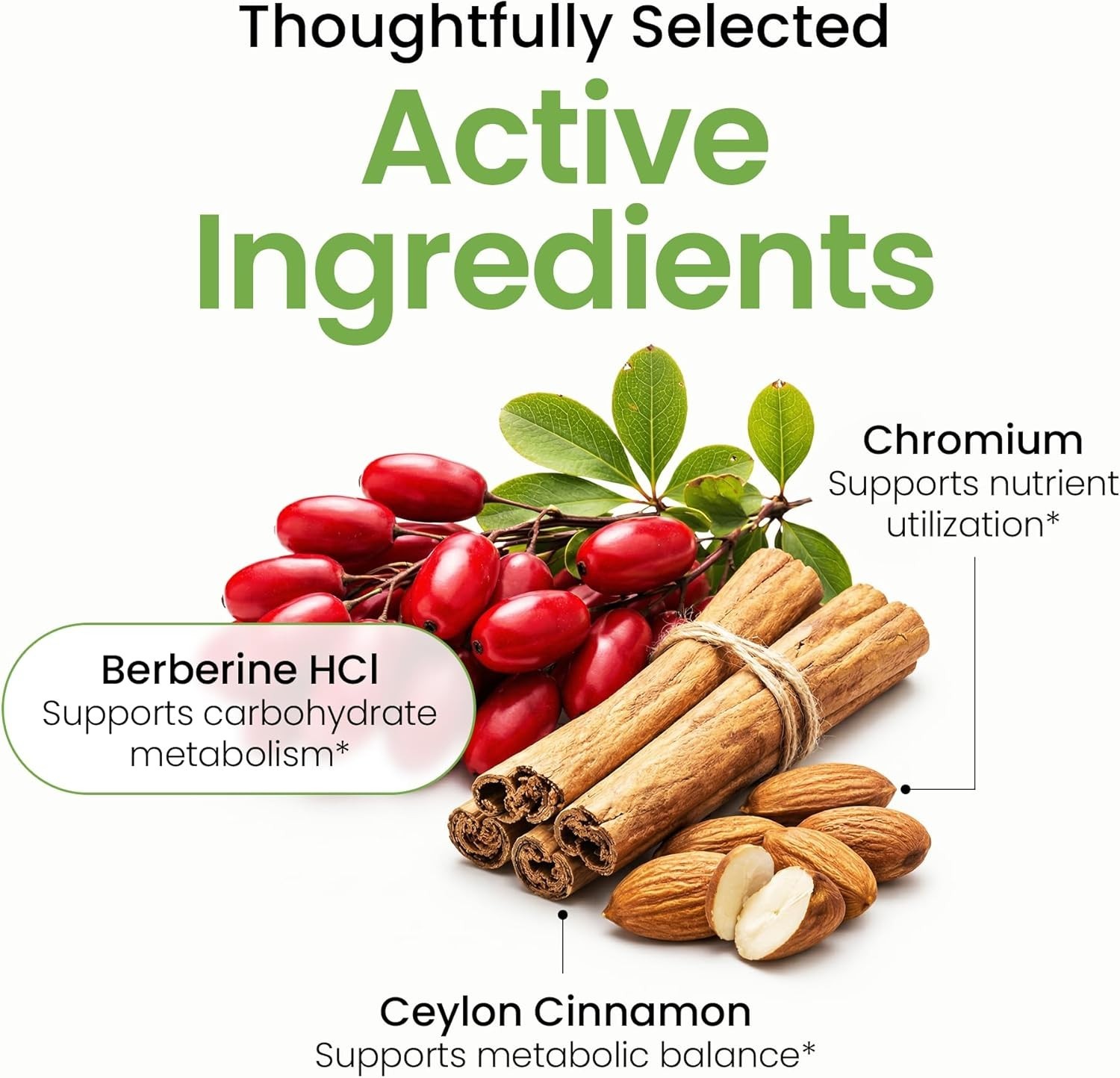 Berberine Supplement HCl 1500mg with Chromium & Cinnamon | 90 capsules