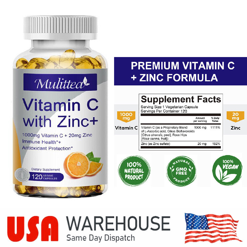 1000mg Vitamin C with Zinc 120 Softgels Antioxidant Health Immune System