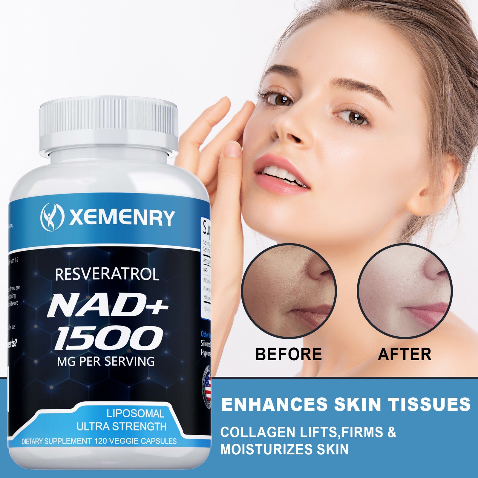120pcs NAD+ – DNA Repair, Energy Production, Cellular Metabolism – Resveratrol