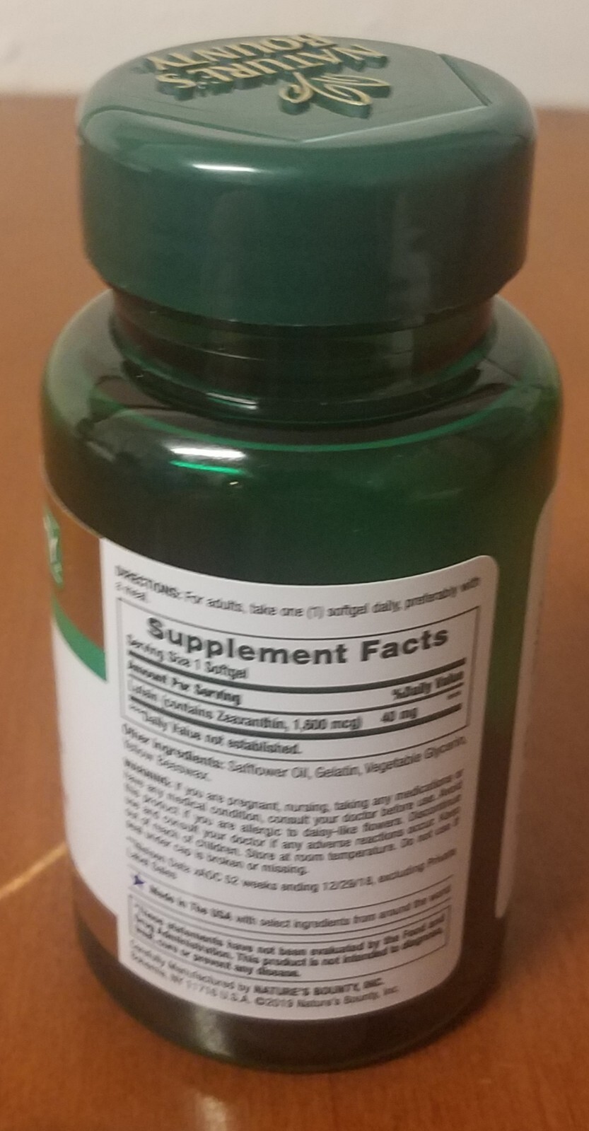 1 PK Nature’s Bounty Dietary Lutein Softgels, 40 mg, 30 Ct EACH EXP 06/2024