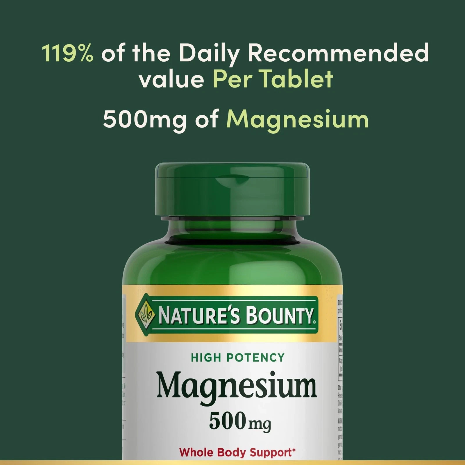 Nature’s Bounty Magnesium 500 mg Tablets, High Potency 200 Count (Pack of 1)