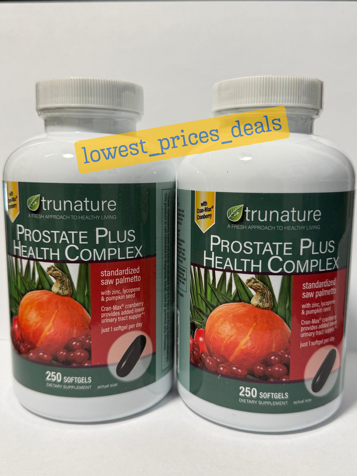 2 Pack Trunature Prostate Plus Complex Saw Palmetto Zinc Capsules New