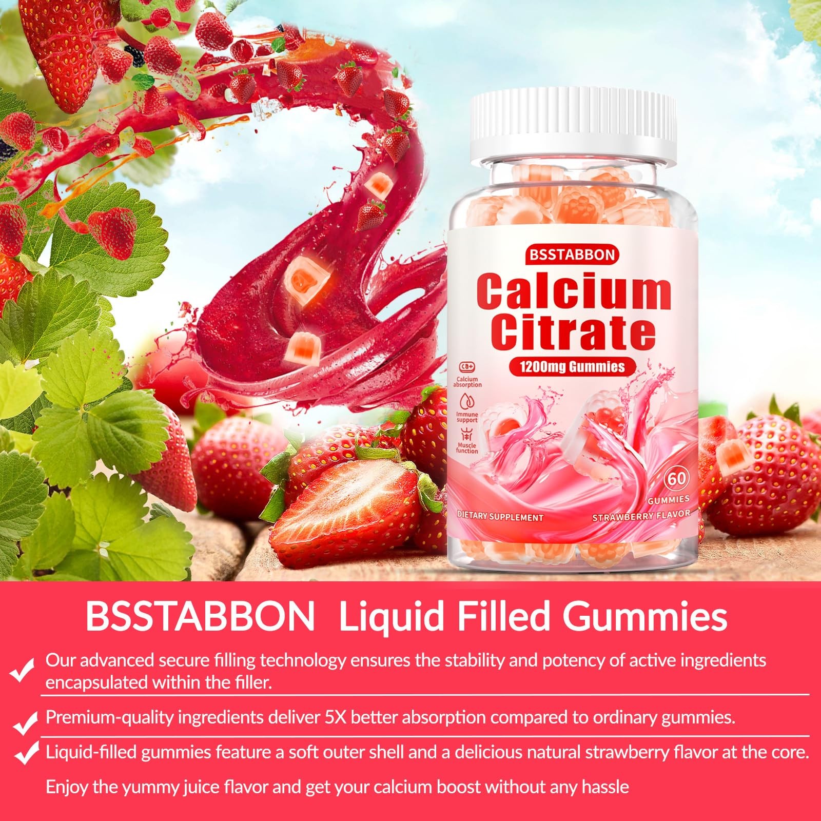 Calcium Citrate Supplement Gummies for Adult: Women & Men Sugar Free 1200 mg …