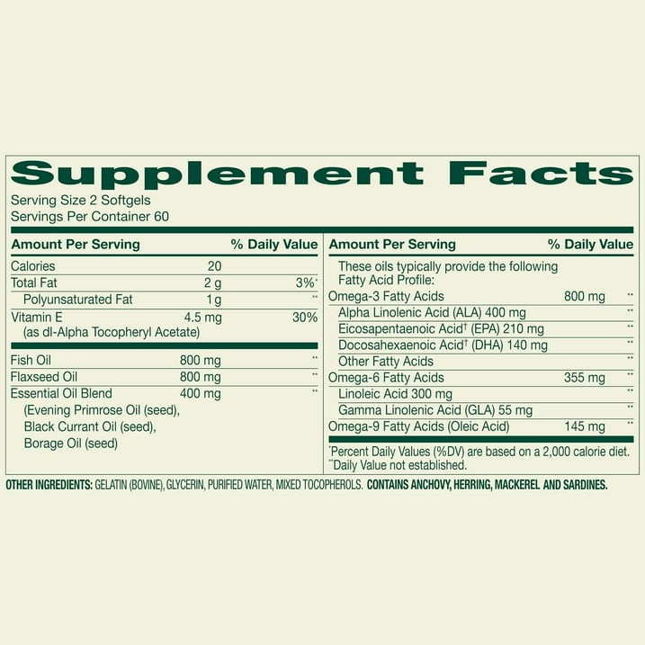 Spring Valley Triple Omega Softgels for Heart, Joint & Skin Health, 120 Count