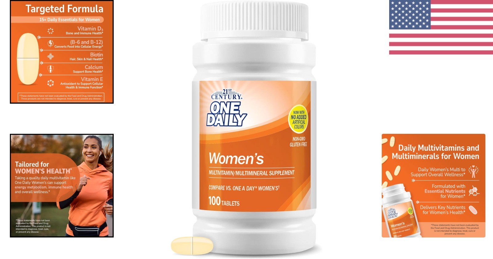 Heart Supporting Daily Multivitamins for Women – 100 Tablets, Sugar-Free Formula