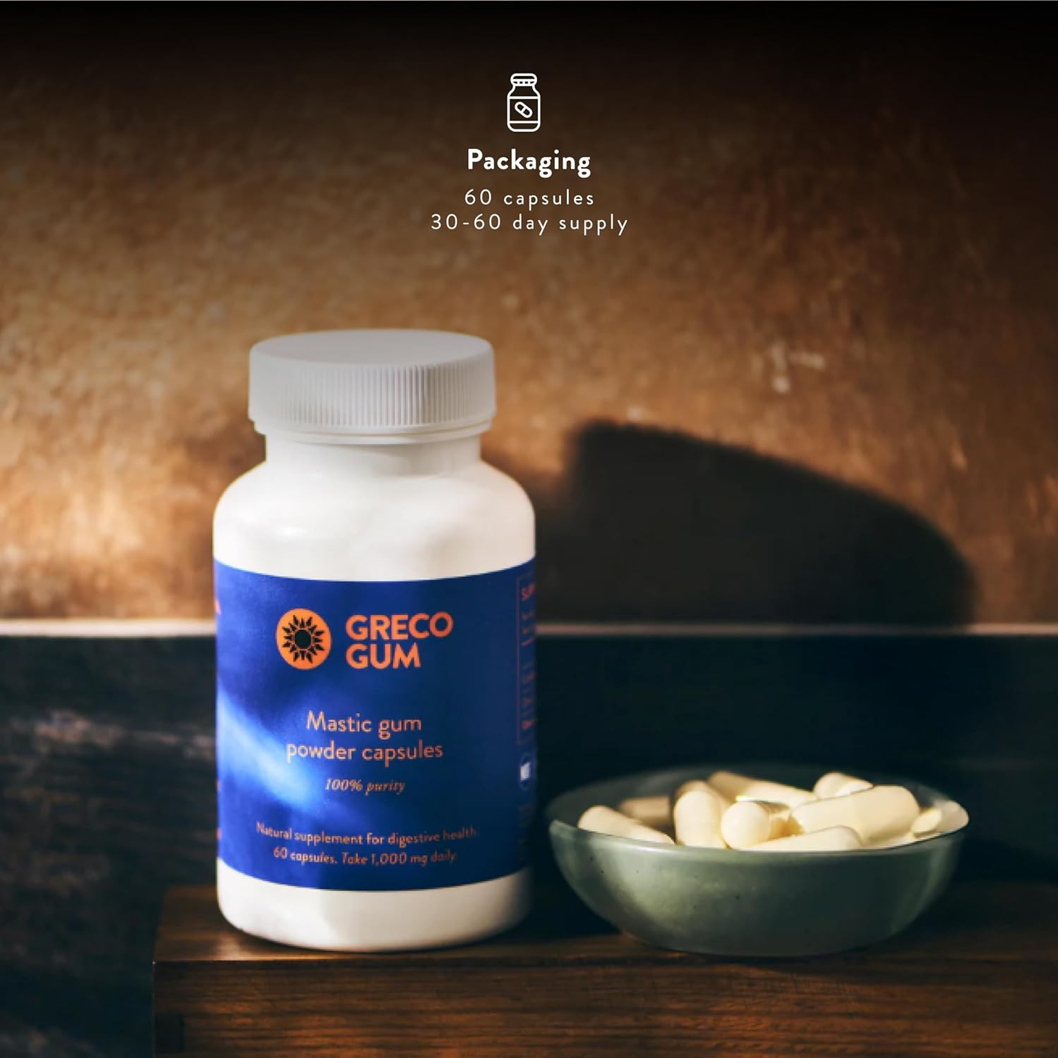 Mastic Gum Capsules 500 Mg – Greek Chios Mastiha Supplement for Gut Health, Dige
