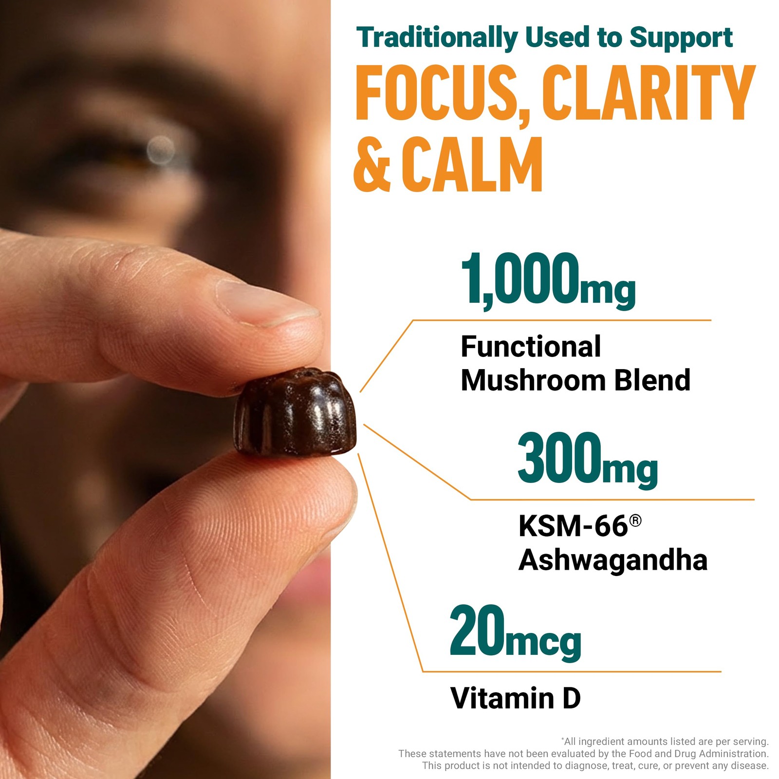 Force Factor Modern Mushrooms Gummies, Fruiting Body Mushroom Blend | with KS…
