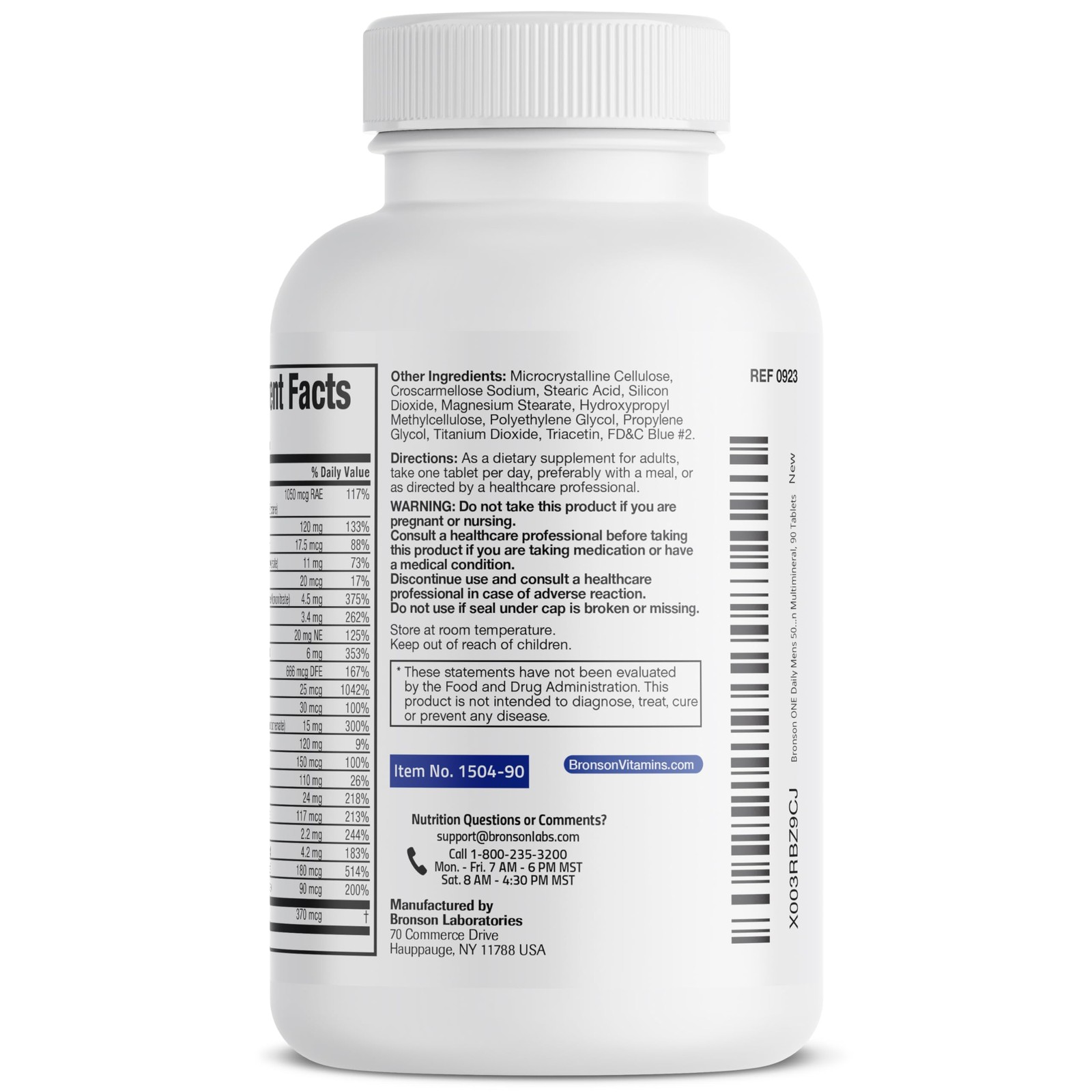 Bronson ONE Daily Mens 50+ Complete Multivitamin 90 Count (Pack of 1)