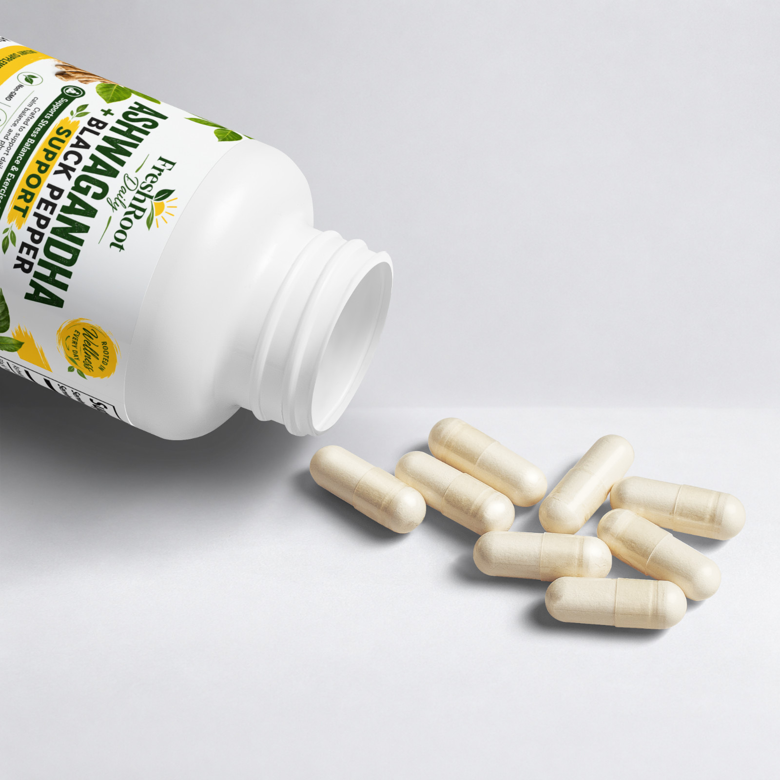 Ashwagandha Black Pepper Supplement 60 Capsules Stress Support Vegan Non-GMO