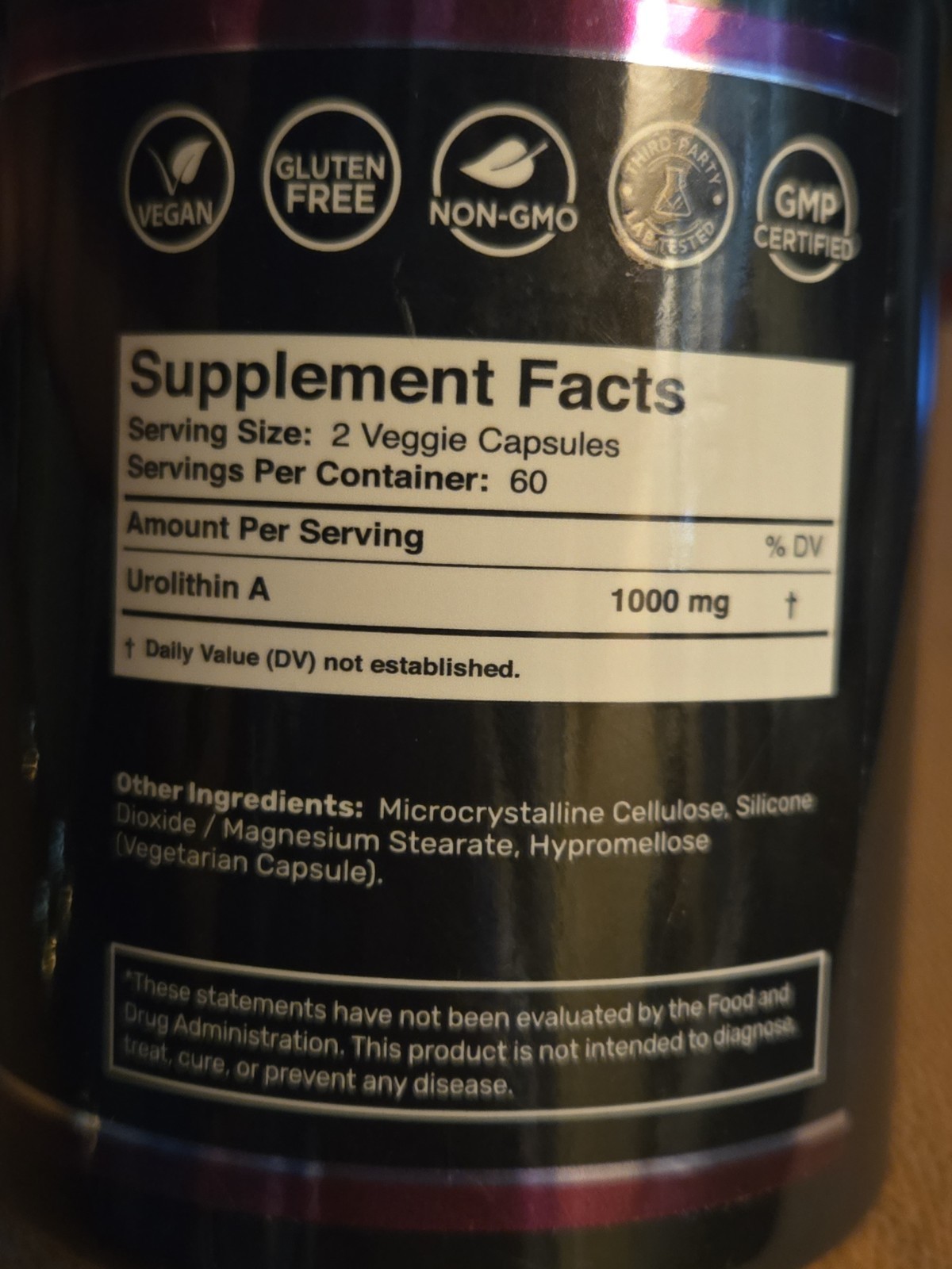 Urolithin A Supplement 120 Veggie Capsules 1,000mg MG Per Serving. EXP : 4/28