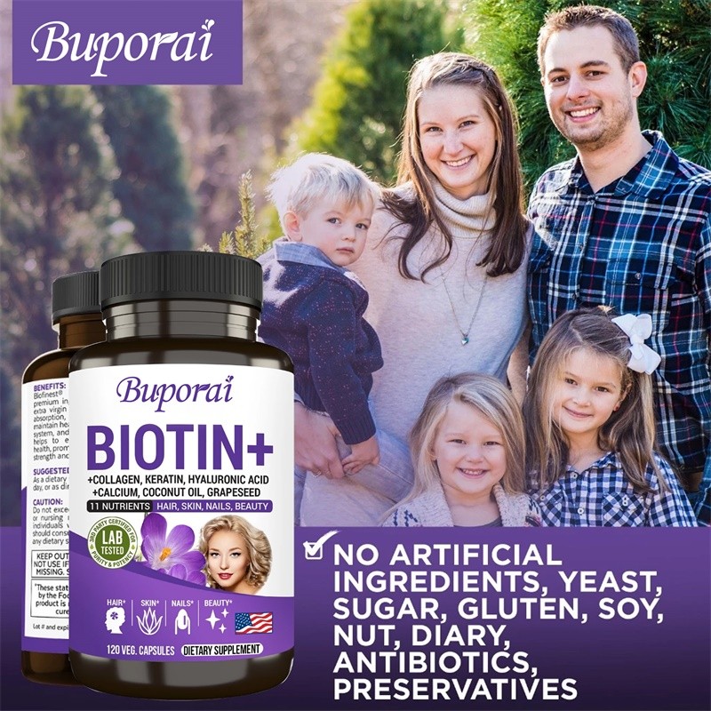 Biotin 120pcs, Anti-aging, Promotes Collagen Production, Reduces fine lines