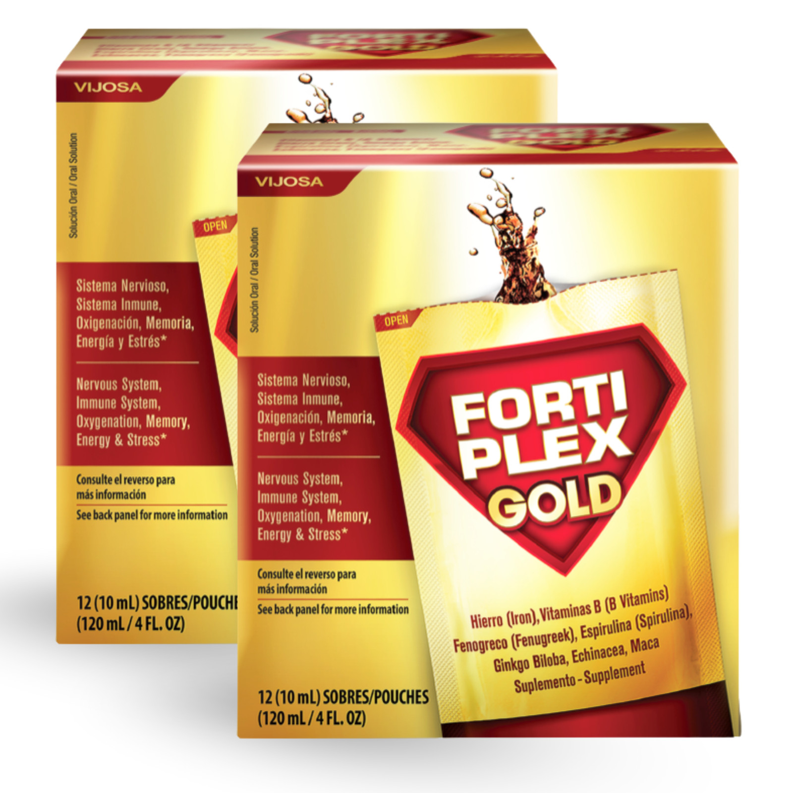 Forti Plex Gold Liquid Supplement 4 fl oz 12 Pouches – Daily Energy (2-Pack)
