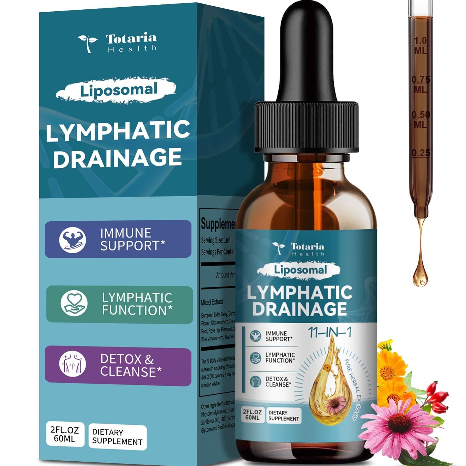 Liposomal Lymphatic Drainage Drops – 11 In 1 Organic Lymphatic Drainage Suppl…