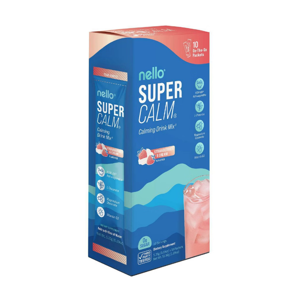 Nello Supercalm Calming Drink Mix Supplement – Strawberries & Cream – 1.5oz/10ct