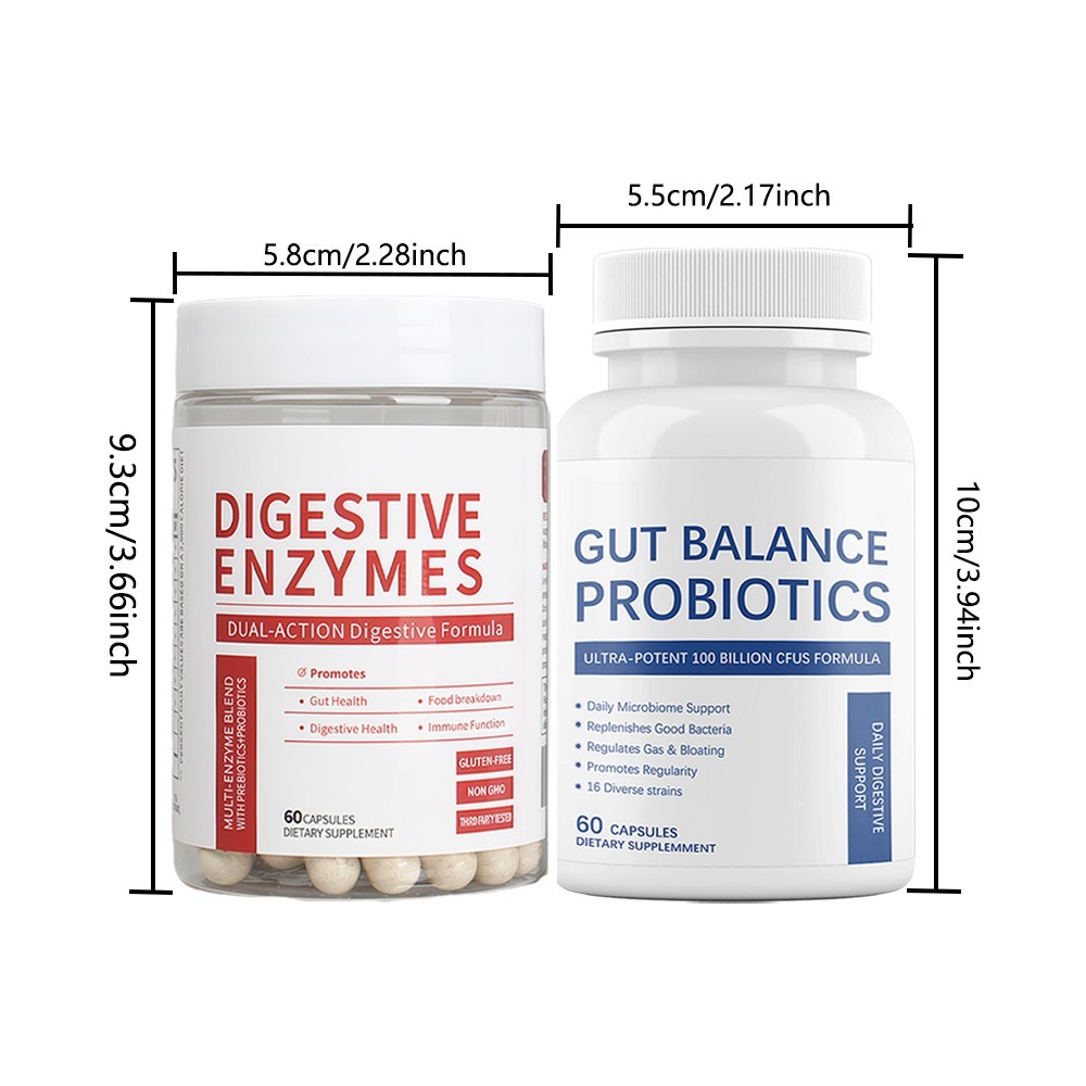 ESUNM Value Digestive Bundle: Digestive Enzymes 60ct + Probiotics 60ct