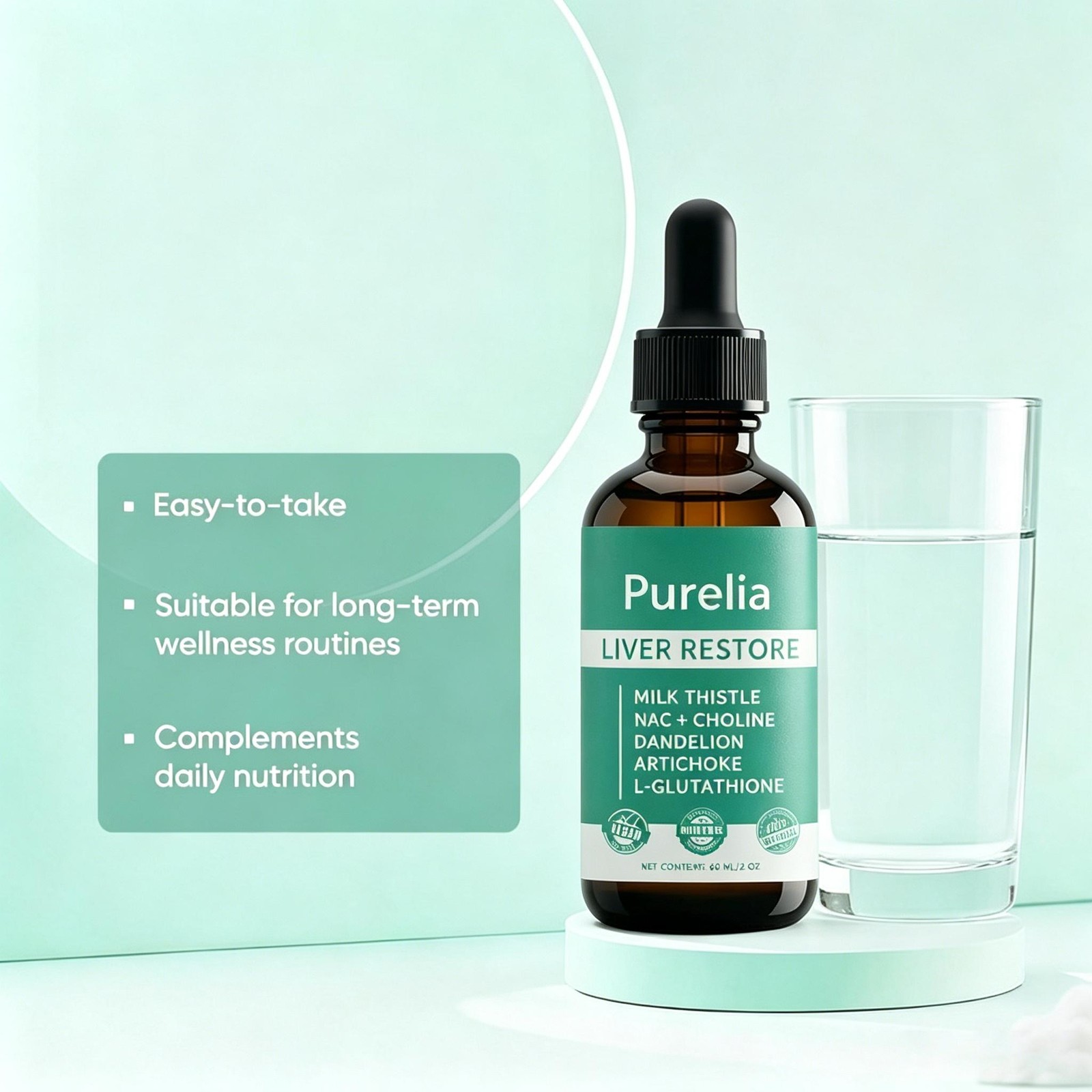 Purelia Liver Restore, Complete Liver Support Supplement with Milk Thistle, Dand