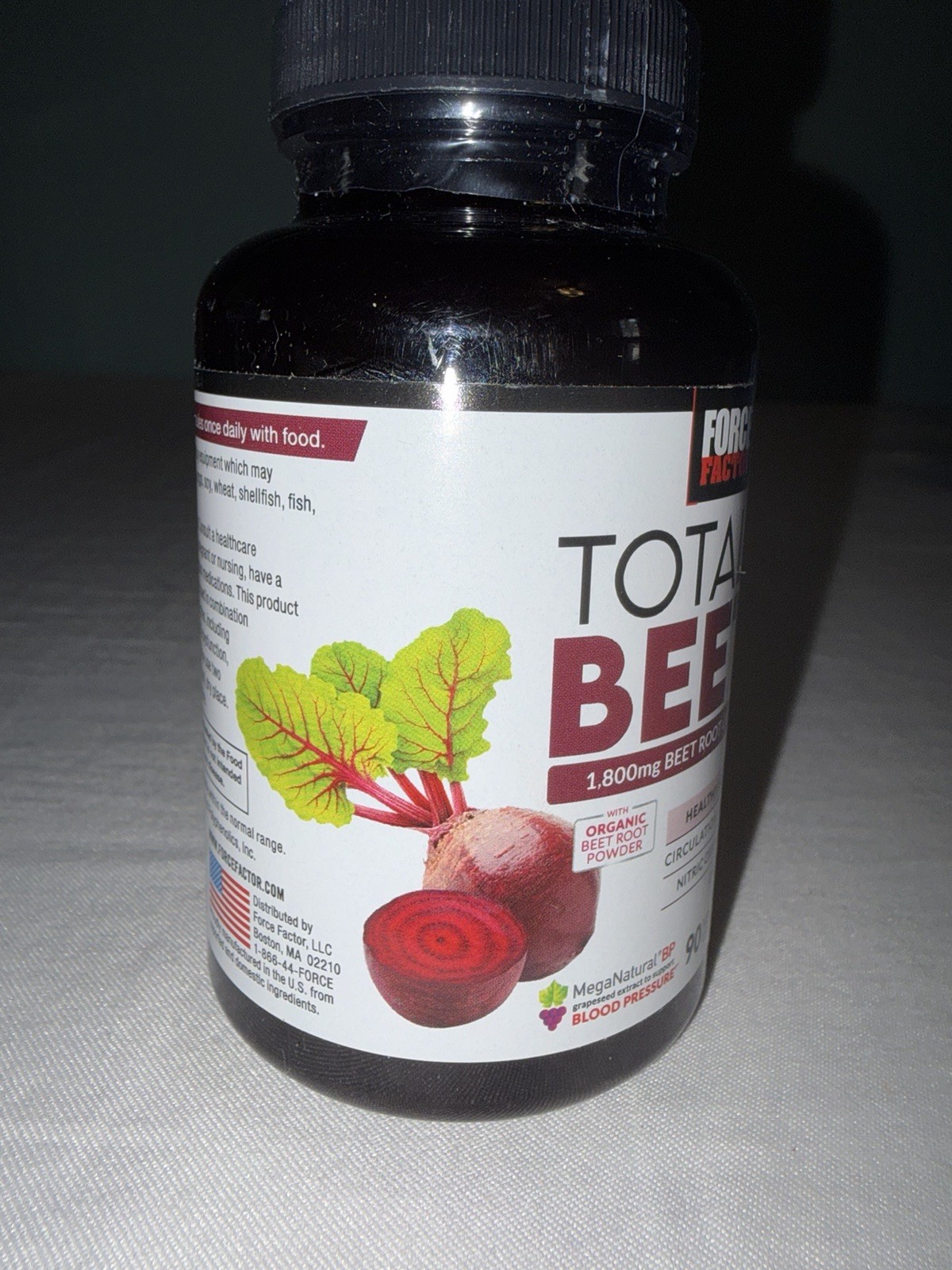 Force Factor total beets 90 Capsules Supports Healthy Blood Pressure Exp 04/29