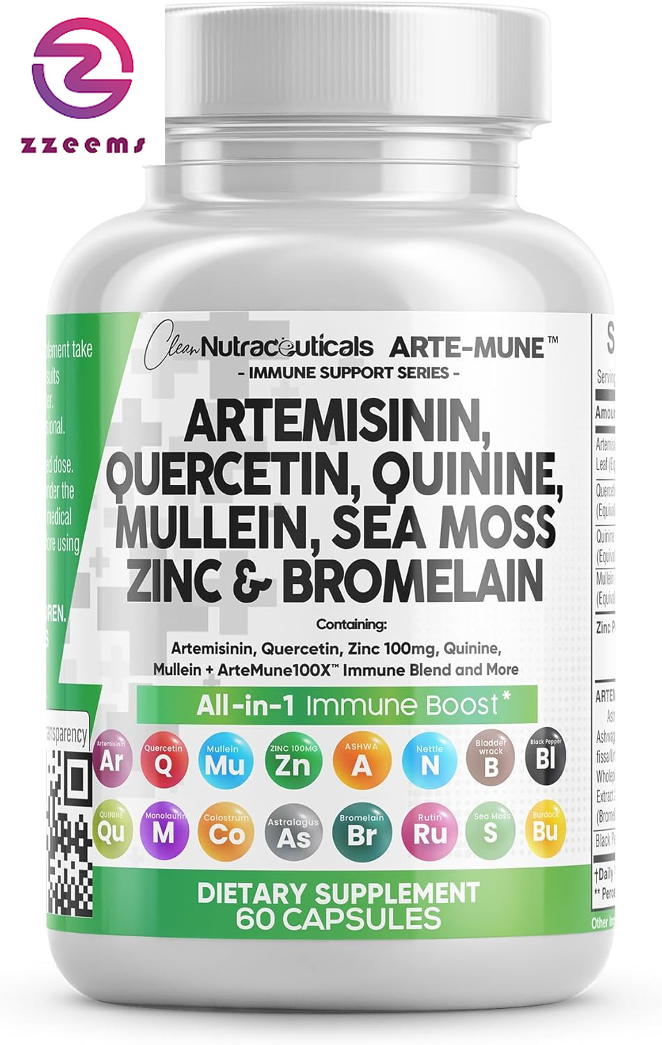 Artemisinin Quercetin Zinc Mullein Quinine Supplement with Sea Moss Bromelain As
