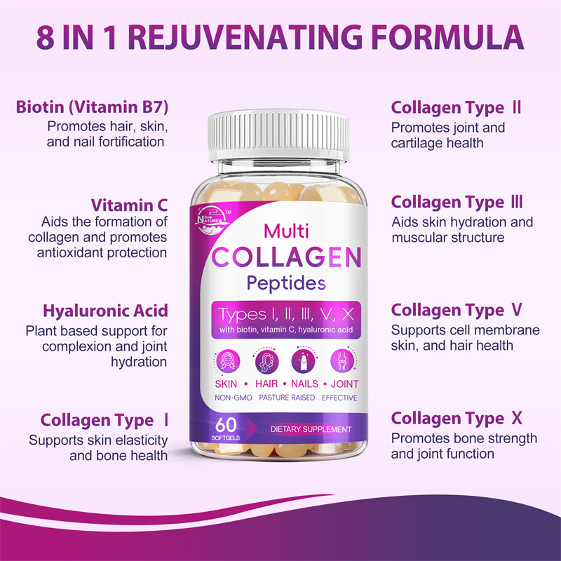 Collagen Peptides for Women&Men Type I,II,III,V,X Multi Collagen Pill Hydrolyzed
