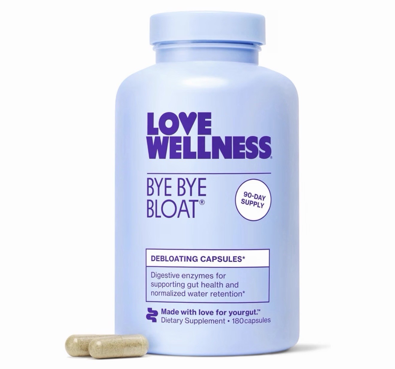 Love Wellness Bye Bye Bloat Digestive Bloating Relief -180 Capsules