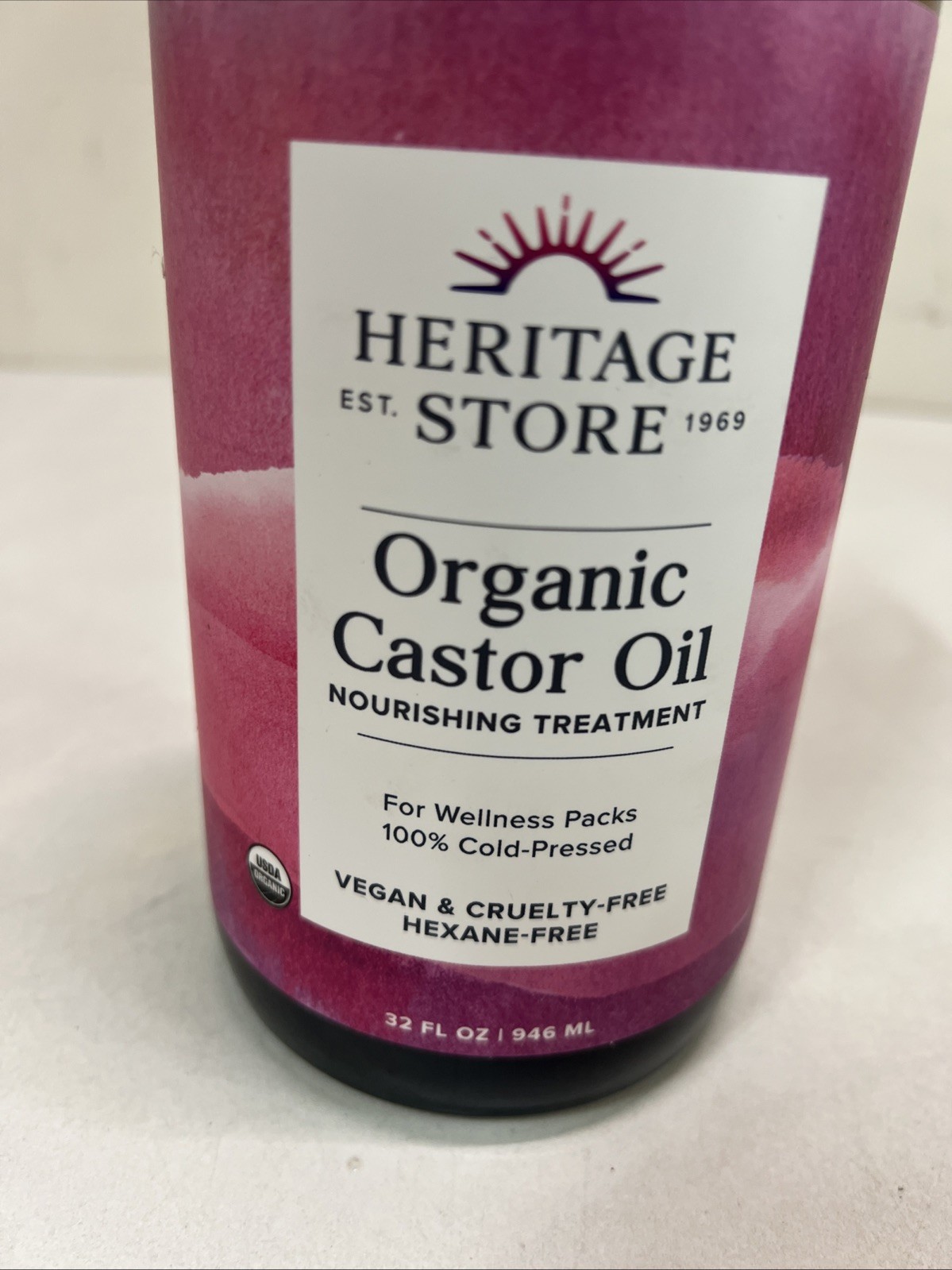 Organic Castor Oil 32 Oz by Heritage Store, Vegan And Cruelty-free /Hexane Free