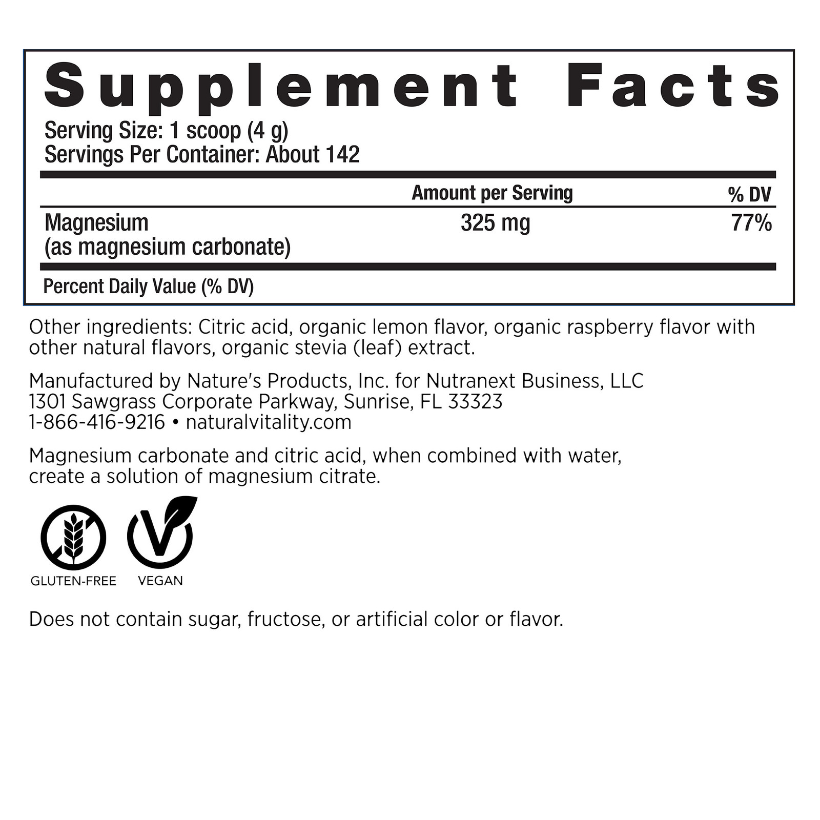 Natural Vitality Calm Magnesium Citrate Powder, Raspberry Lemon, 20 Ounces NEW