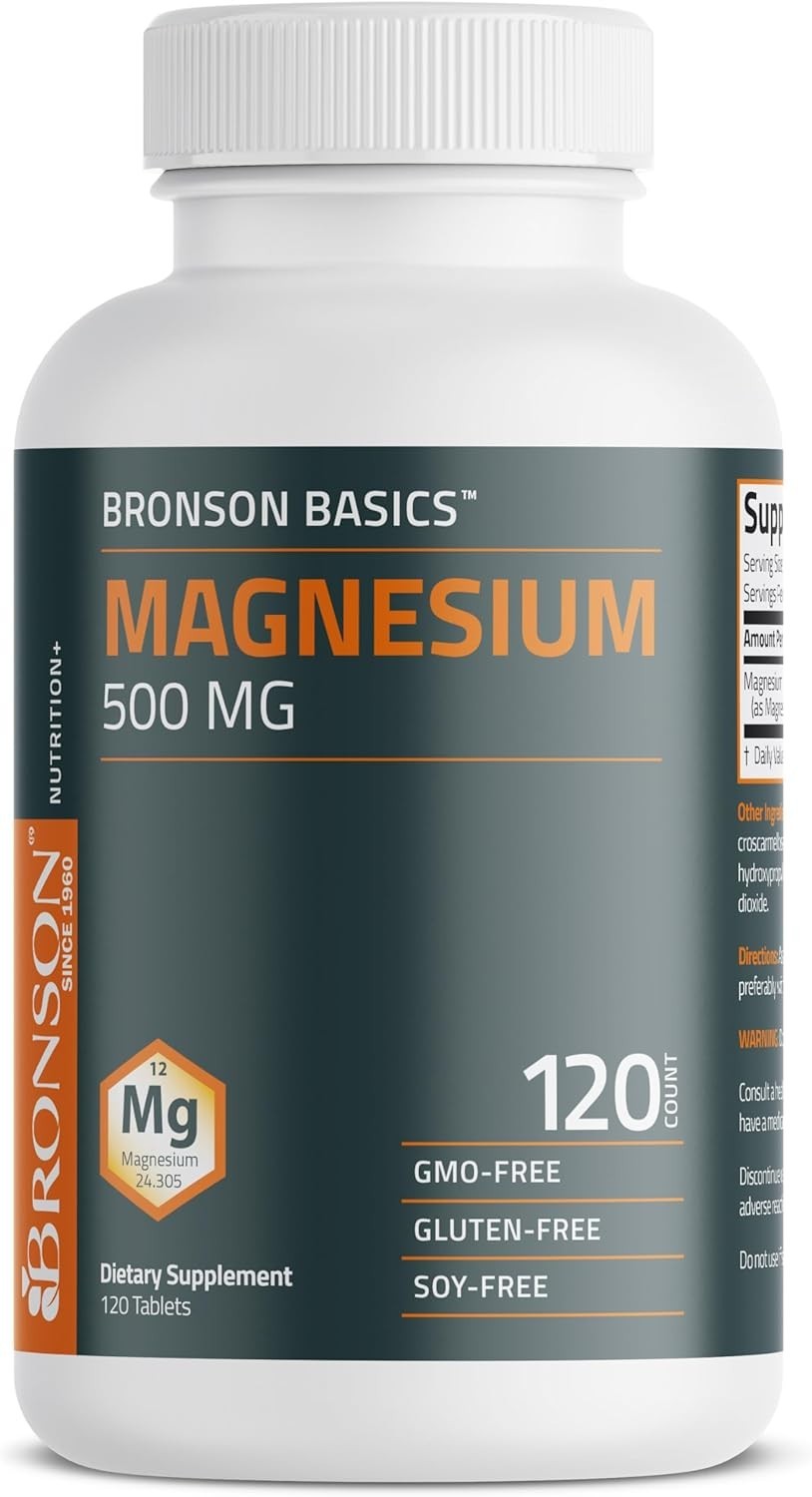 Bronson Magnesium 500mg Bone Muscle & Nervous System Support 120 Tablets