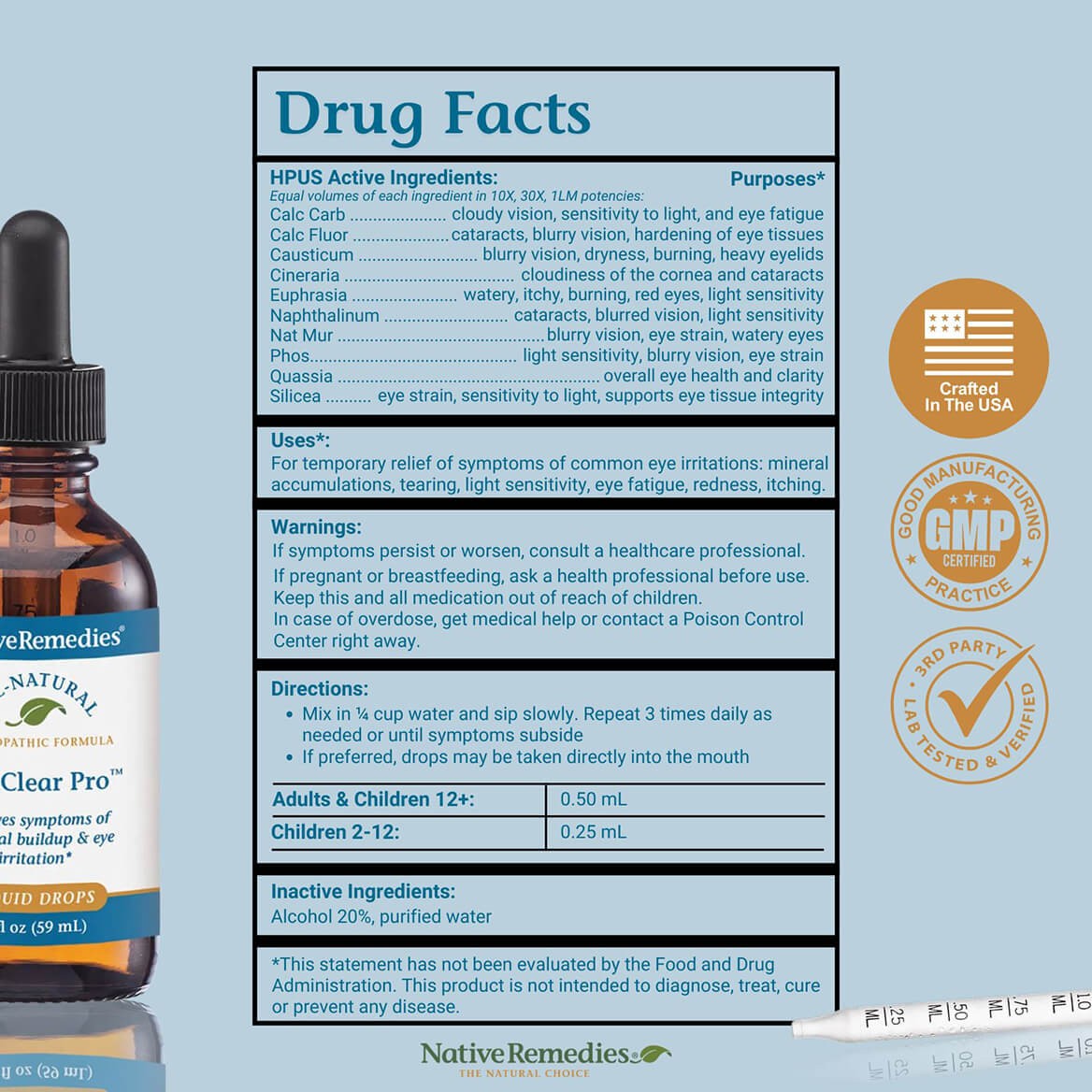 EyeClear Pro Oral Liquid: Natural Dry/Red Eye Support (Not an Eye Drop) – 2 oz.