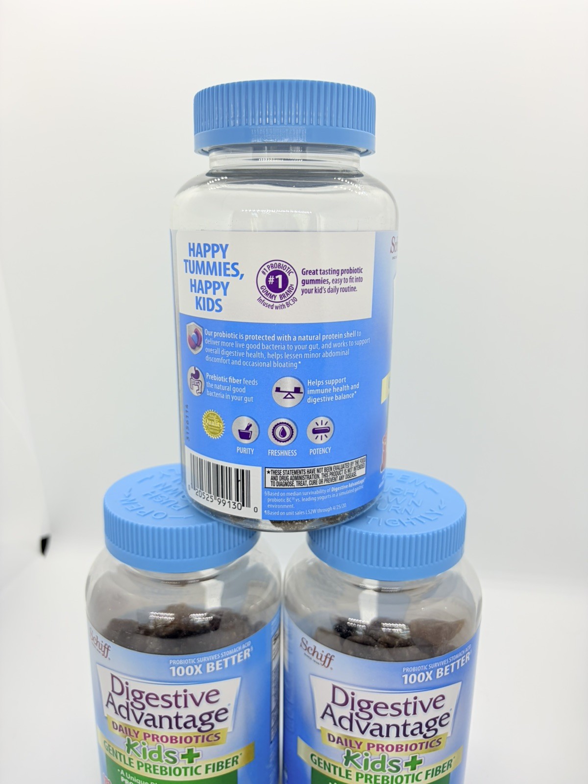 3 Pack Digestive Advantage Daily Probiotic – 65 Count Gummies Kids 12/26