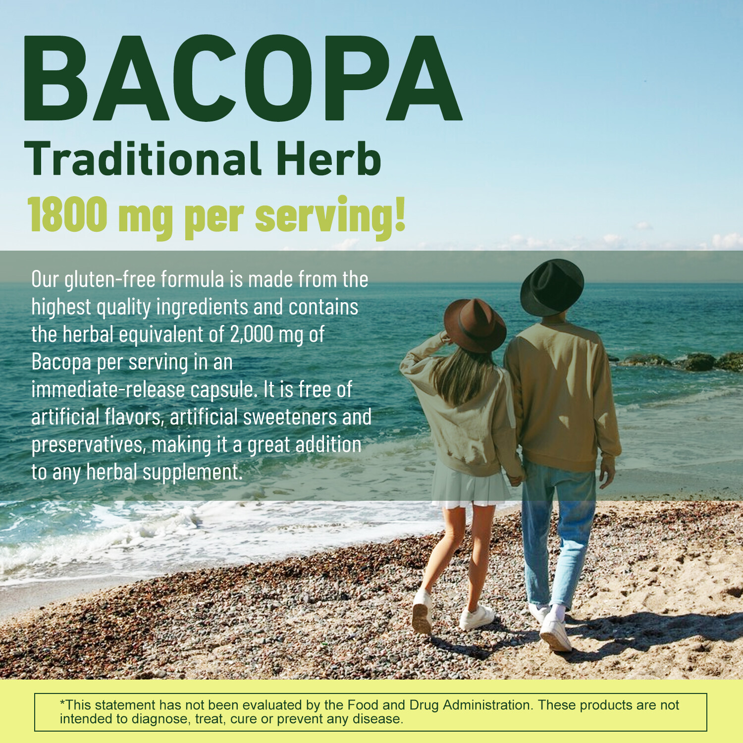 120pcs Bacopa Monnieri 2000mg – Memory Focus Boost Nootropic Brain Supplement